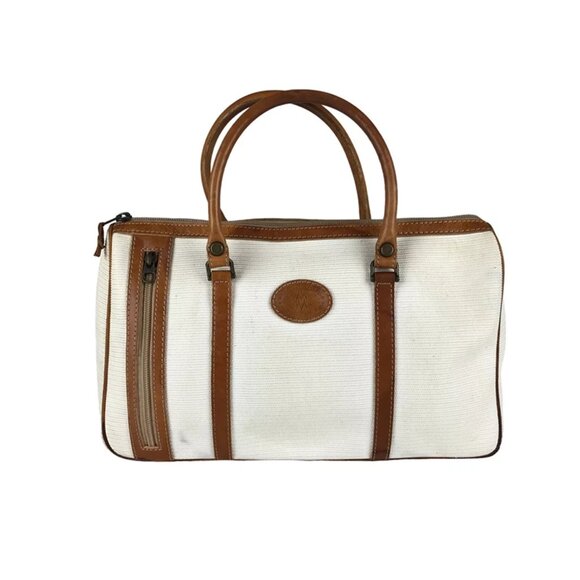 Mary Ann Rosenfeld Womens‎ Beige Brown Double Handle Zipper Pocket Handbag - Picture 1 of 9